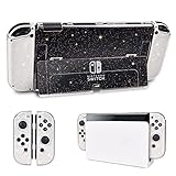 DLseego Protective Glitter Case Compatible with Switch OLED Console Updated Version, Glitter Bling Soft TPU Cover with Shock-Absorption and Anti-Scratch Design- Golden Crystal Glitter