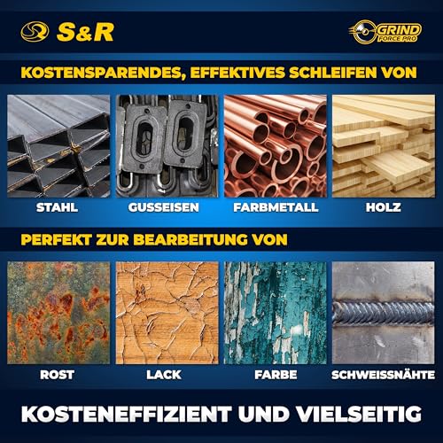 S&R Fächerschleifscheiben 125, Schruppscheiben 125-Metall, Schleifscheiben 125mm, Fächerscheiben 125 mm, Fächerscheiben 125-Holz, Lamellenscheibe | P40 | zum Entrosten und abtragen von Farbe & Lack