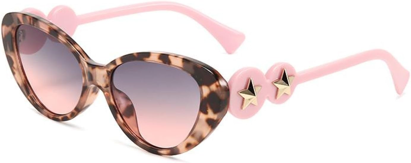 Cat-eye Sunglasses with Metal Five-pointed Stars, Fashionable and Sun-proof.