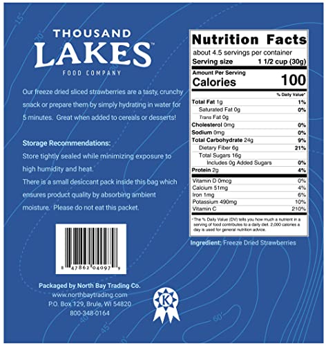 Thousand Lakes Freeze Dried Bulk Berries Bundle - 100% Sliced Strawberries 5 Oz, Whole Raspberries 2-Pack (2.4 Oz Total), Whole Blueberries 3.5 Oz #TOP2