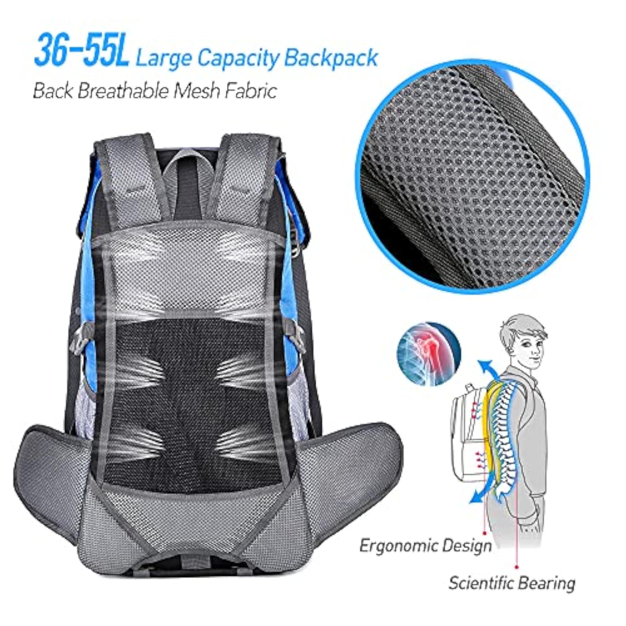 36-55L Large Capacity Waterproof Storage Backpack
