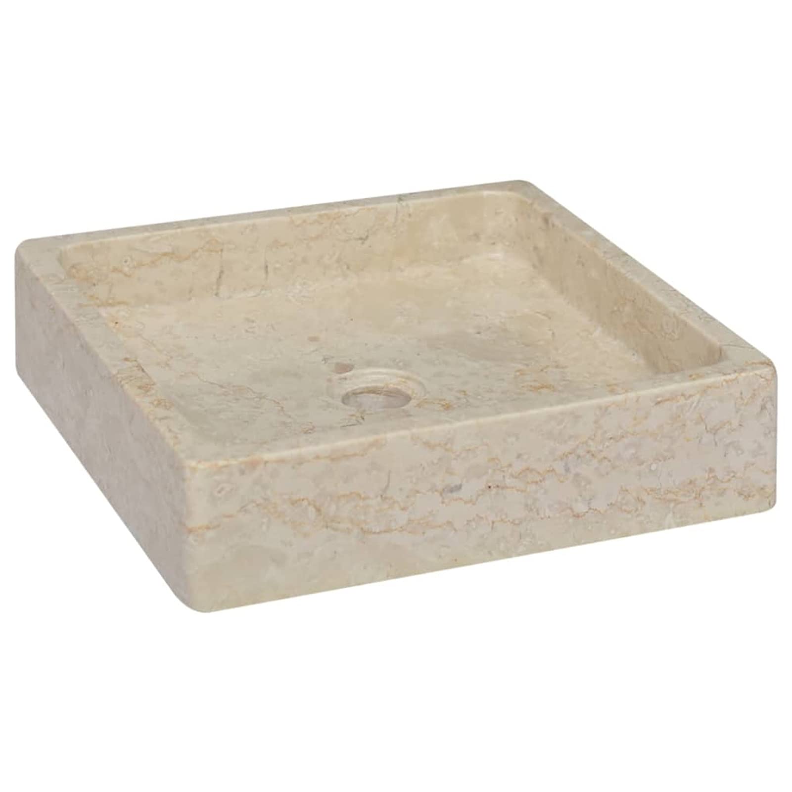 ShGaxin Lavabo Crema mármol 40x40x10 cm, Fregadero, Lavabo Baño, Lavamanos Baño, Lavatorio Casa De Banho, Mueble Lavabo sobre Encimera 149168