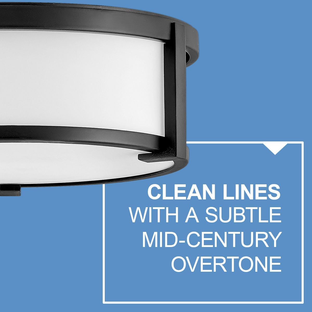 Hinkley Lowell 3243BK Medium Flush Mount Ceiling Light, Twist Lock System Keeps Fixture Flush with Ceiling, Damp-Rated for Bathrooms, Laundry Rooms, Black and Etched Opal Glass