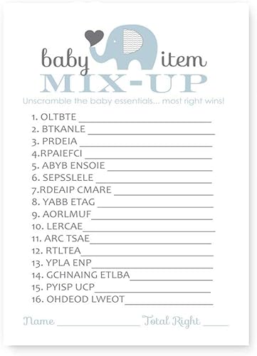 Miniatura 6 de Paper Clever Party Juegos de baby shower de elefante para niños – Revisión de palabras – Actividad neutral de género para invitados – Tema de selva