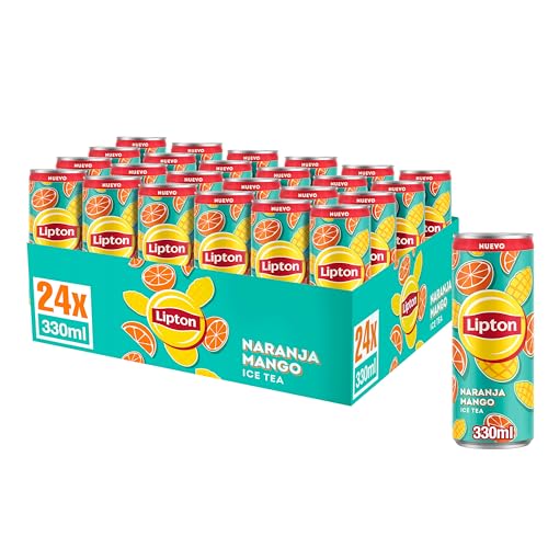 Lipton Ice Tea Naranja Mango Lata 330 ml – Bebida Refrescante de Té Negro con Zumos de Fruta, Sin Gas