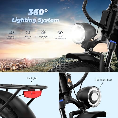 Image of M2 Pro Electric Bike for Adults, 1800W Peak Motor, 85-Mile Long Range | 26 inchx 4 inch Fat Tire Ebike, 48V 17.5Ah Battery Electric Mountain Bike, Dual Suspension, Dual Disc Brakes for Trails & Off-Road