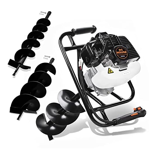 ECO LLC 1-Person 52cc 2-Cycle Earth Auger Powerhead with Two Earth Auger Drill Bit 6" & 10"