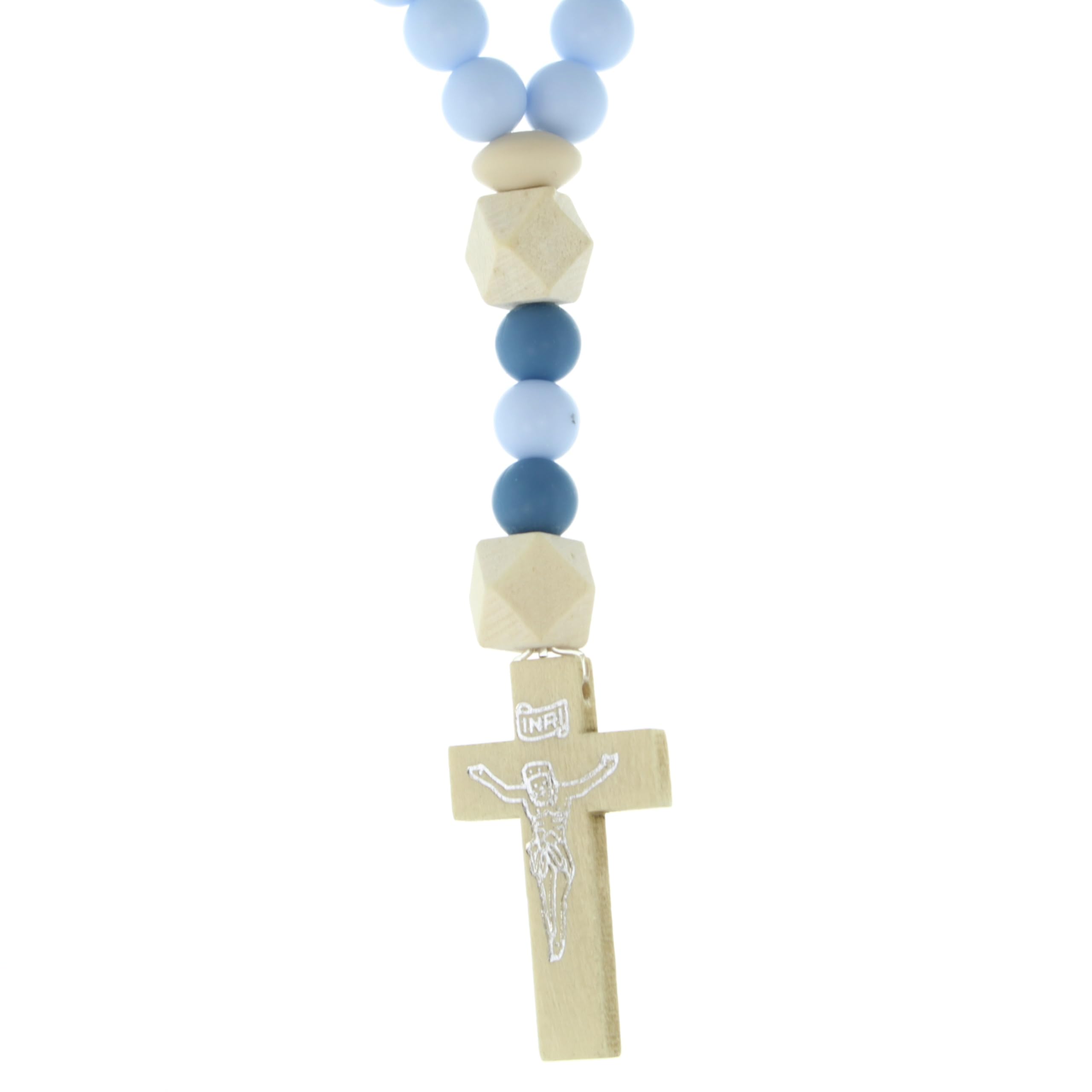 Palais du Rosaire Chapelet pour enfant grains en silicone et bois 8mm - Chapelet pour Enfant - Culte Chrétien en Plastique