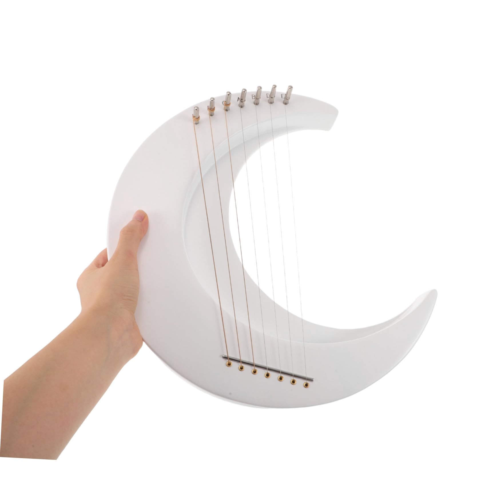 7-Strunowa Strunowa Drewniana Lyra Kształcie Księżyca z Kluczem Do Strojenia Przenośny Instrument Strunowy dla Początkujących i Entuzjastów Muzyki Kompaktowy i Idealny Do Nauki