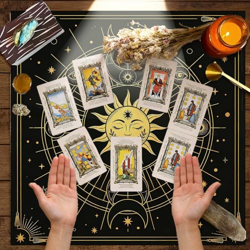 Nappe d'autel wicca phases de la lune avec sac de rangement tarot