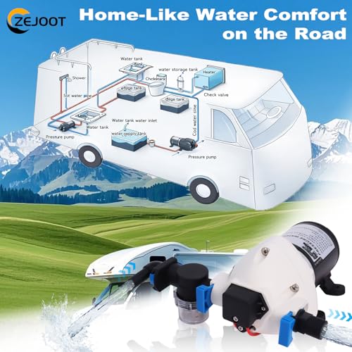 Image of Upgraded R3526144D RV Water Pump, 3.0 GPM 50-PSI 12V DC Triplex Diaphragm Self-Priming Water Pump with Strainer and Pressure Switch for RVs Boat Yacht Caravan (White)