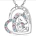 Yienate Collier Licorne Choker Collier Pendentif Licorne Cristal Arc-en-ciel Charme Argent Collier Cœur Cristal Chaîne Collier Mère Fille Cadeau Bijoux Pour Femmes Filles