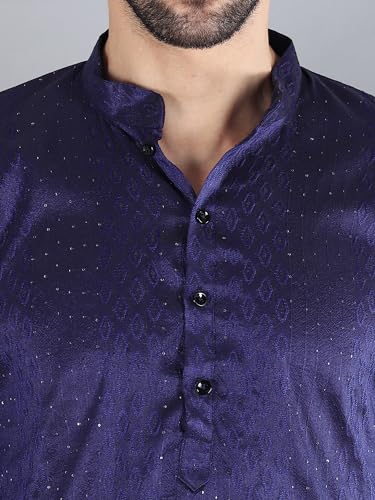 Image of Uri and MacKenzie Embroidery Silk Men's Kurta Pyjama Set