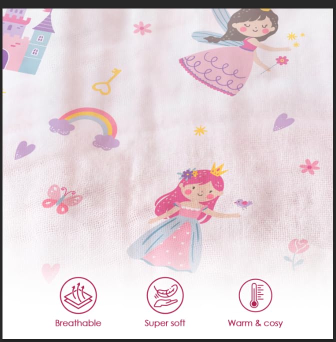 Image of SANDJEST Princess Minky Muslin & Dotted Blanket 30x40 in Gift for Holiday, Gender Reveal Party, Hospital Visit, Baptism