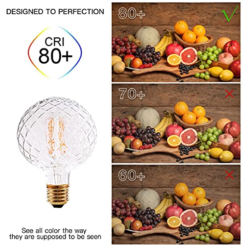 Vintage Led Edison Bulb G95 G30 4W Dimmable Led Filament Bulb Globe Pineapple Shaped Light Bulb 2300K Warm White E26 400Lumen (Clear) #TOP2