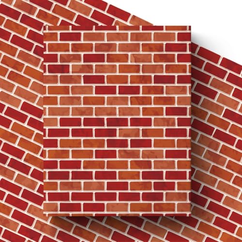 Liobelon Brick Wall Wrapping Paper Roll - 17 Inches x 16.4 Feet Red Brick Pattern Gift Wrap Modern Faux Brick Designs Wrap Paper for Birthday Housewarming & Creative Gifts Holiday