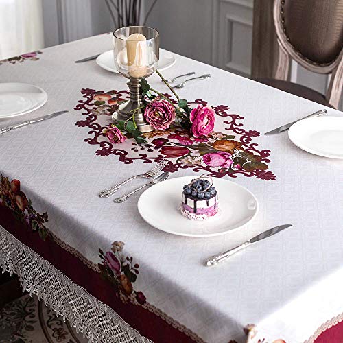 ARTABLE Burgundy Lace Tablecloth Rectangle Vintage Holiday Decor 52x70Inch by ARTABLE - Used condition - Image 3