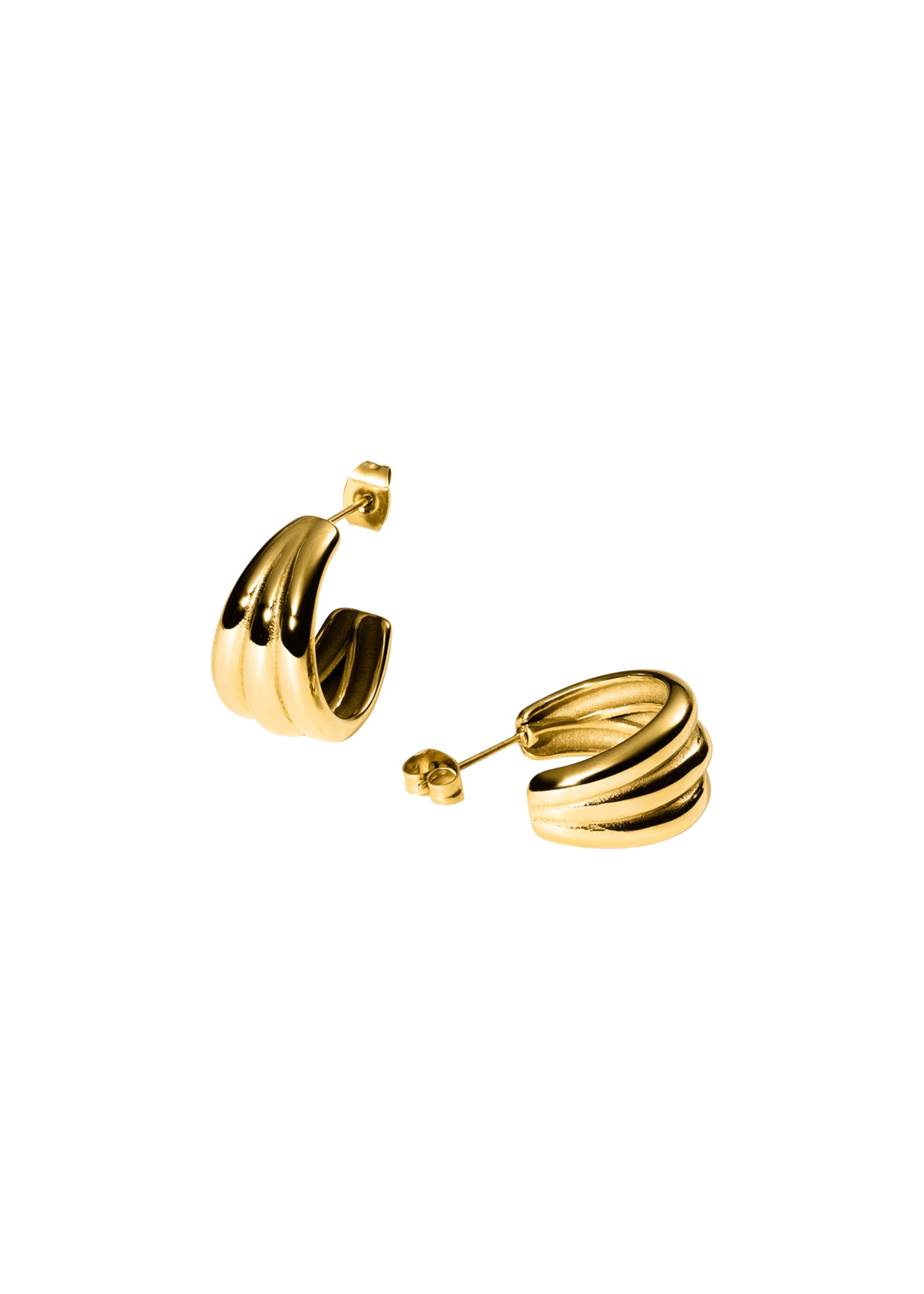 Purelei Fused Ohrringe – Statement-Creolen im 3-in-1-Look – Edelstahl, 14K/18K vergoldet – 20,5 mm – Eleganter Ohrschmuck für Damen – Wasserfest