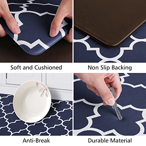 Kmat Kitchen Mat [2 Pcs] Cushioned Anti-Fatigue Waterproof Non-Slip Heavy Duty Pvc Ergonomic Comfort Foam Area Rug Sets For Floor Home, Office, Sink,Blue #TOP2