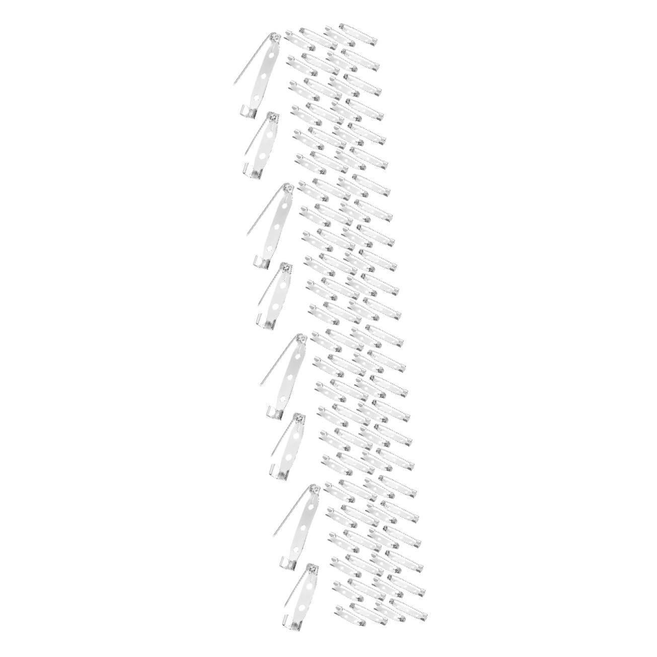 VILLCASE 4 Juegos Pasador De Barra De Doble Orificio Plateado De 25 Mm 50 Unidades + 35 Mm 50 Unidades para Acolchado De Seguridad Curvado Dorado con Cordón Y 100 Piezas x 4