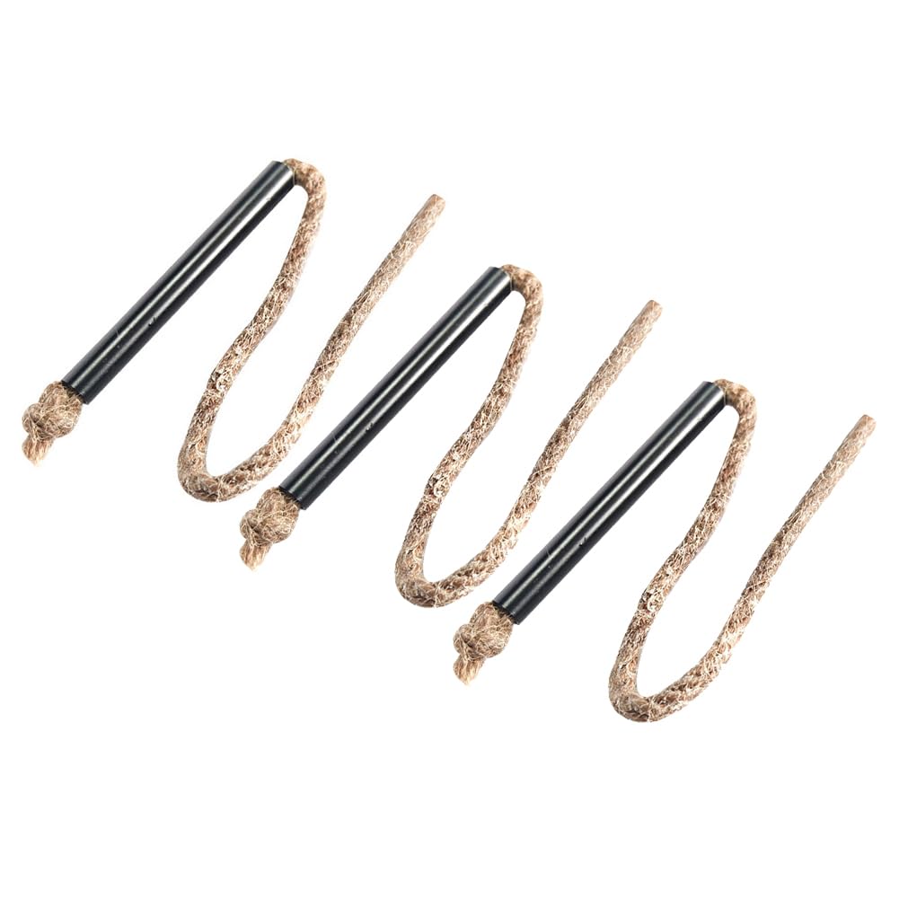 3 Pieces Fire Tinder Rope Tinder Fire Starter Rope Survival Wick Hemp Cord Tinder Waterproof Tinder Wick Rope with Metal Round Tube Sleeve for Camping Hiking Trekking(Black, 35cm)