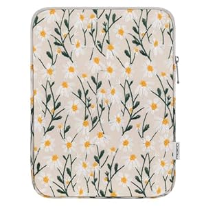 MoKo 9-11 Zoll Bestickt Daisy Sleeve Tasche für New 11-inch iPad Pro M4/iPad Air M2 2024, iPad Air 5/4/3 10.9"/10.5",iPad Pro 11 M2, iPad 10th 10.9, iPad 9/8th Gen 10.2, Tab S8/S9 11",Weiße Gänseblume