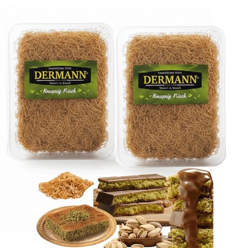 2 paquetes de pasta kadaif, cada uno con 200 g, Ideal para chocolate de Dubái, baklava, knafeh o como topping crujiente en helados (Kadayif 2 × 200 g)