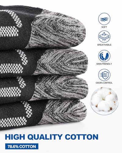 Men's Cotton Crew Work Socks,4 Pairs Cushioned Boot Socks,Moisture Wicking Athletic Socks for Hiking Sports Running2