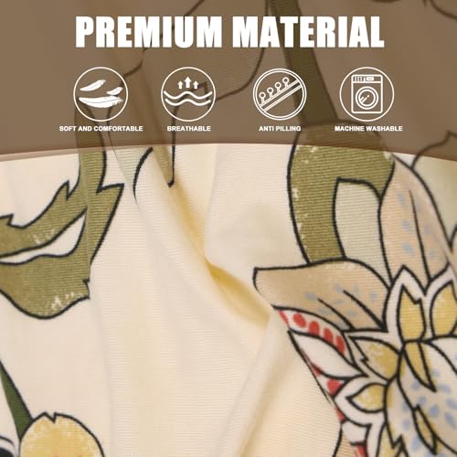 Image of SearchI RV Dinette Cushion Covers, Stretch Camper Cushion Slipcovers for Travel Trailer Couch RV Booth Seat, Replacement Camper Sofa Chair Protector (2 Backrest Cover & 2 Bench Cover, Yellow+Flower)