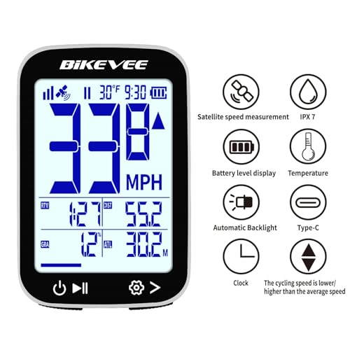Image of GPS Bike Computer Wireless Cycling Computer with Auto Backlight, Bicycle Speedometer Odometer, Waterproof GPS Speed Tracker for Road Mountain Bikes