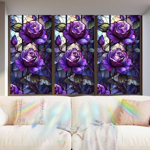 Image of Nuxovilar Gothic Halloween Dark Purple Rose Window Film 17.5x39.3 PVC