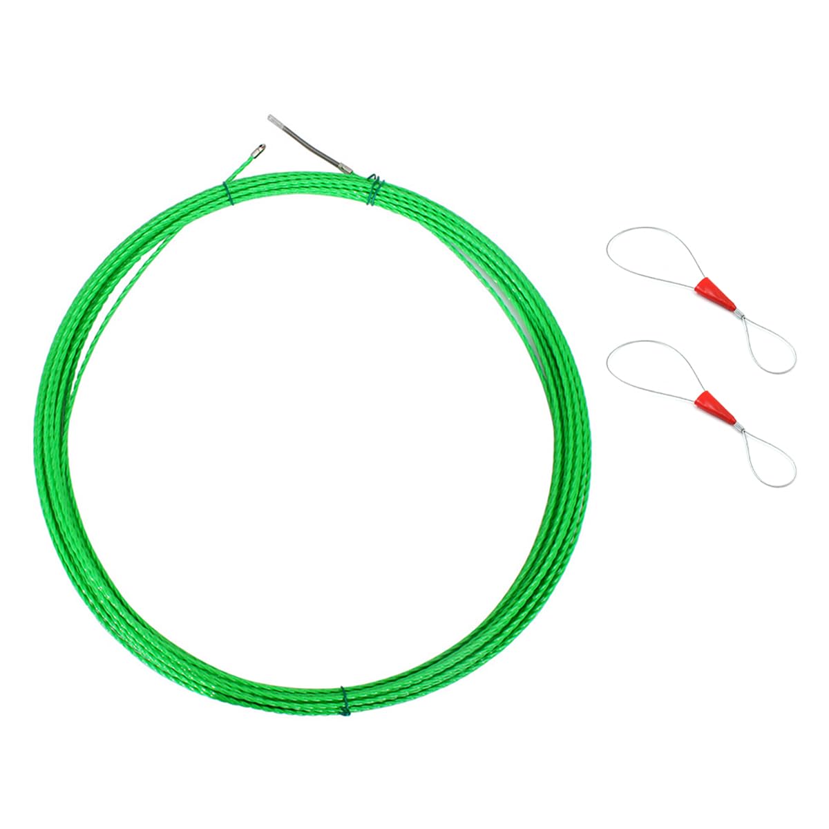 ANCLLO Retractable Cable Pulling Aid 20 m, Spiral Pull Wire with Guide Springs 4.5 mm, Ideal for Cable Laying in Empty Pipes Green