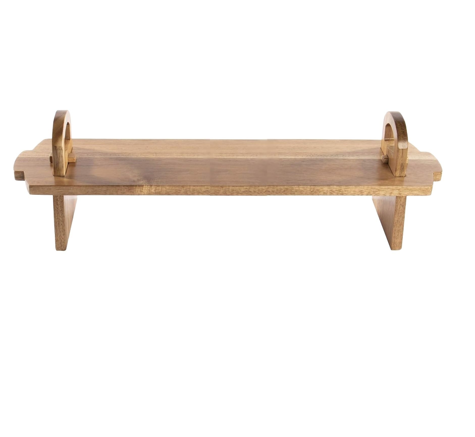Magna Retail Natural Large Acacia Wood Raised Serving Platter, Cake Stand And Charcuterie Board