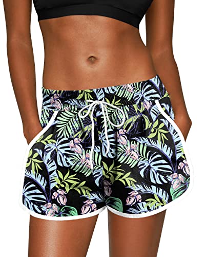 Image of For G and PL Women Summer Floral Beach Boardshorts with Pockets Swim Trunks