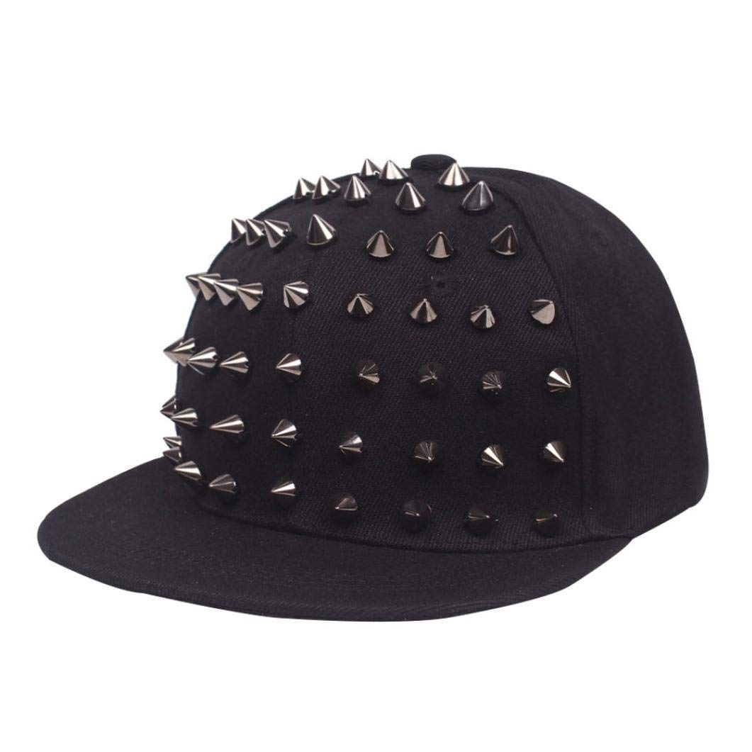 Amoyer Unisex Silver Punk Studded Baseball Hip-Hop Hat Adjustable Snapback Spike Rivet Stud Cap