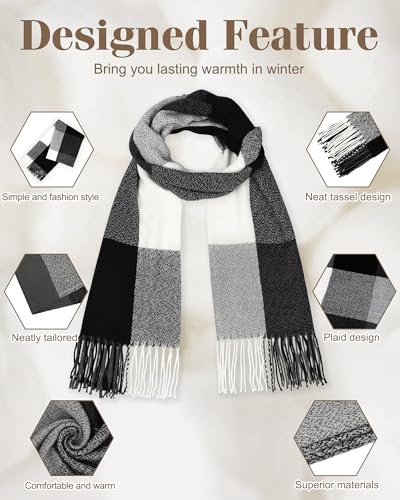 YSense Women's Long Plaid Blanket Scarf Chunky Oversized Winter Fall Warm Scarf Big Tartan Scarves Wrap Shawl Ladies Gifts - Thumbnail 2