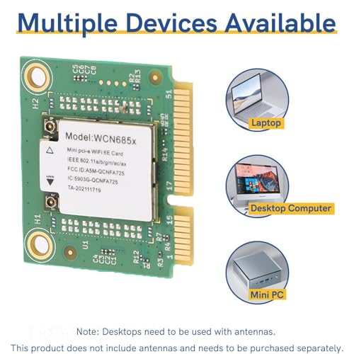Dpofirs Tarjeta WiFi 6E PCIE, Adaptador de Red Inalámbrico de Triple Banda para Windows 11 10 con OFDMA MU MIMO y Encriptación WPA3 para PC de Escritorio miniatura 5