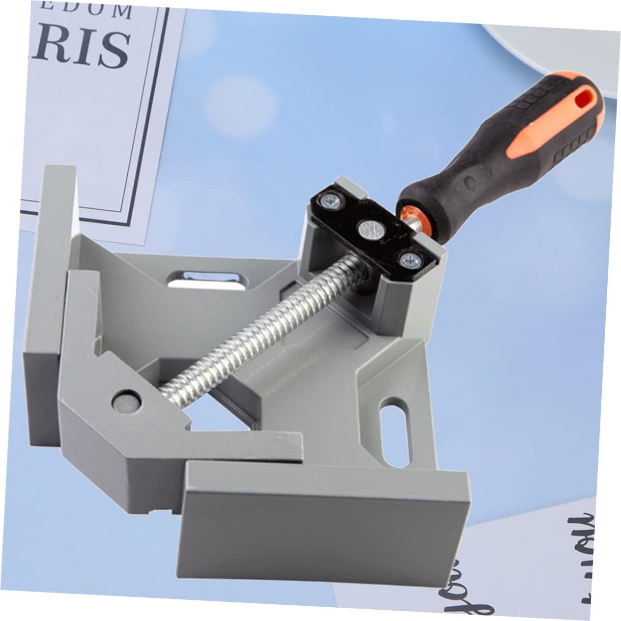 NUOBESTY Multi-Function Right Angle Clamp for Woodworking 90 Degree Angle Fixation Tool One-Handed Operation for Pocket Hole Jigs and DIY Projects Grey