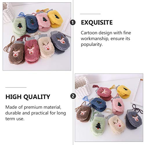 KESYOO Luva de Natal Infantil Com Tira de LÃ£ Desenho Animado Natal Ãrvore Alce Luvas de Dedo Comple