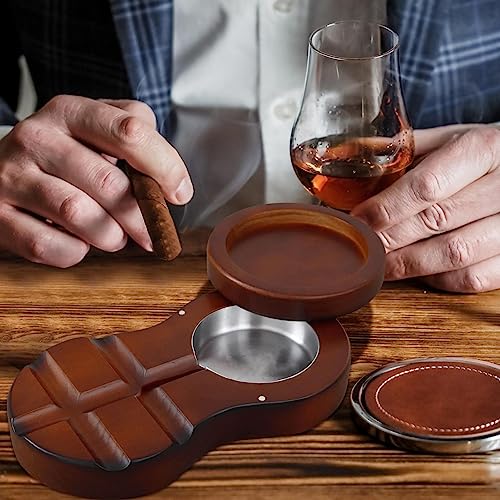 Bandeja De Vidro Para Uísque,porta-copos de vidro de uísque de madeira cinzeiro para homens - Acessó
