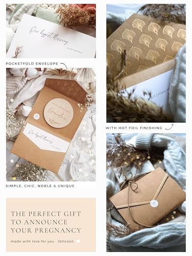 Image of Joli Coon Pregnancy announcement wooden card - You're going to be a grandma with pocketfold envelope and seal sticker - Baby announcement grandma