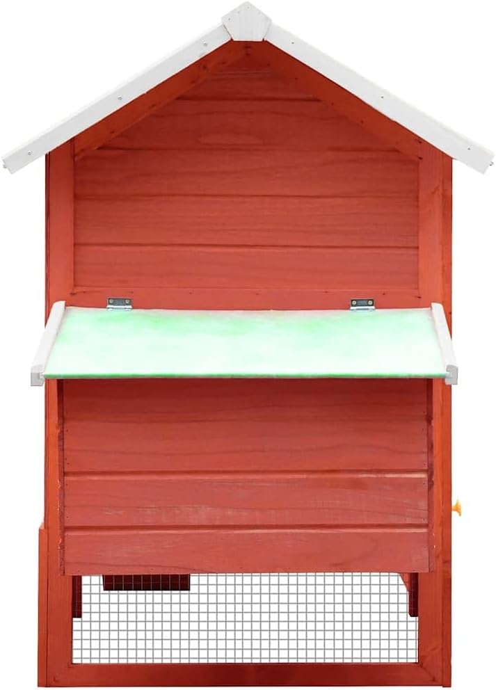 Large Wooden Chicken Coop and Rabbit Hutch, Outdoor Animal Cage with Ramp and Pull-Out Tray, Weatherproof Solid Pine and Fir Wood Habitat for Small Pets, 66.9 x 31.9 x 43.3 Inches