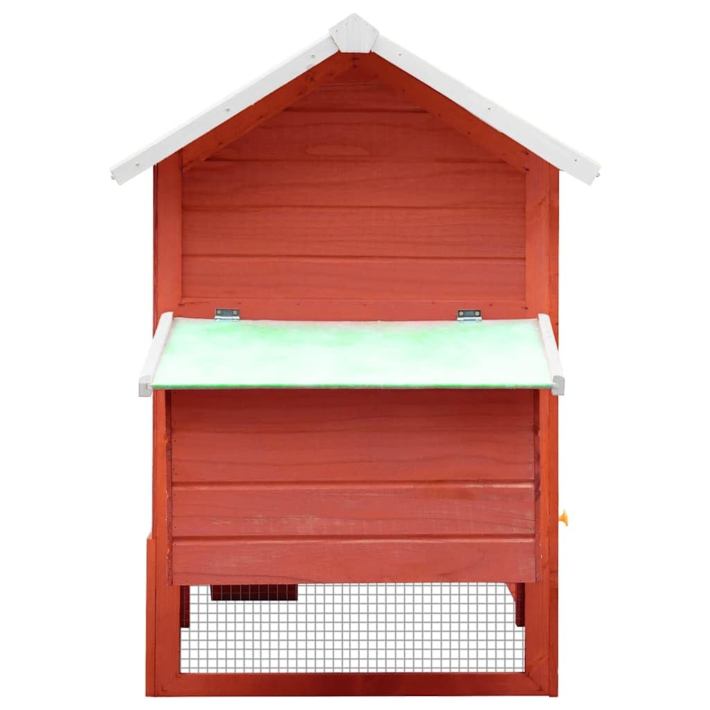 Hühnerkäfig Rot aus massivem Kiefernholz und Tanne 170x81x110 cm mit Maschendraht Stall für Kleintiere wie Kaninchen, Nagerheim, Outdoor Freilauf und Auslauf