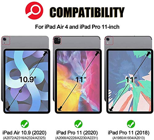 Capa com teclado rotativa 360 touchpad para iPad Air 4 de 10,9 polegadas/iPad Pro 11 polegadas [comp