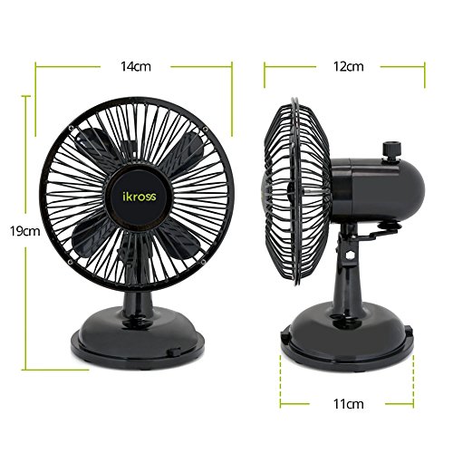 iKross Ventilador USB de 5 Pulgadas, Ventilador de Mesa, Mini Ventilador para Portátil, Ordenador, Negro