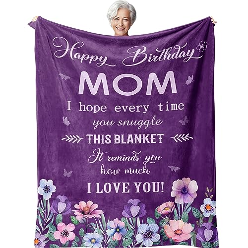 Jepufo Mom Birthday Gifts from Daughter Son, Birthday Gifts for Mom, Funny Gift for Mother Birthdays, Unique Presents for Mother from Daughter Blanket 50
