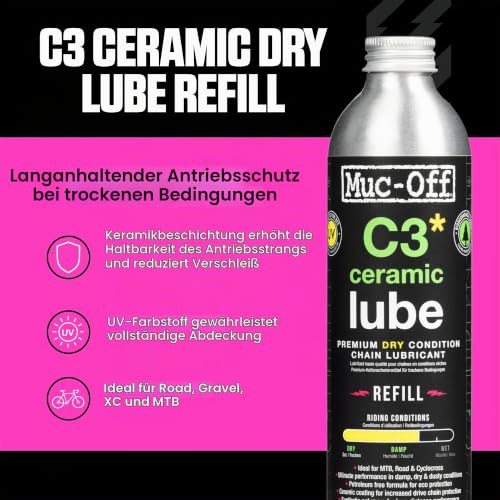 Muc-Off C3 Ceramic Dry Chain Lube Trocken Kettenöl Fahrrad, 300 ml - Premium Schmierfett Kettenfett, Kettenspray Fahrrad… – Ansicht 2