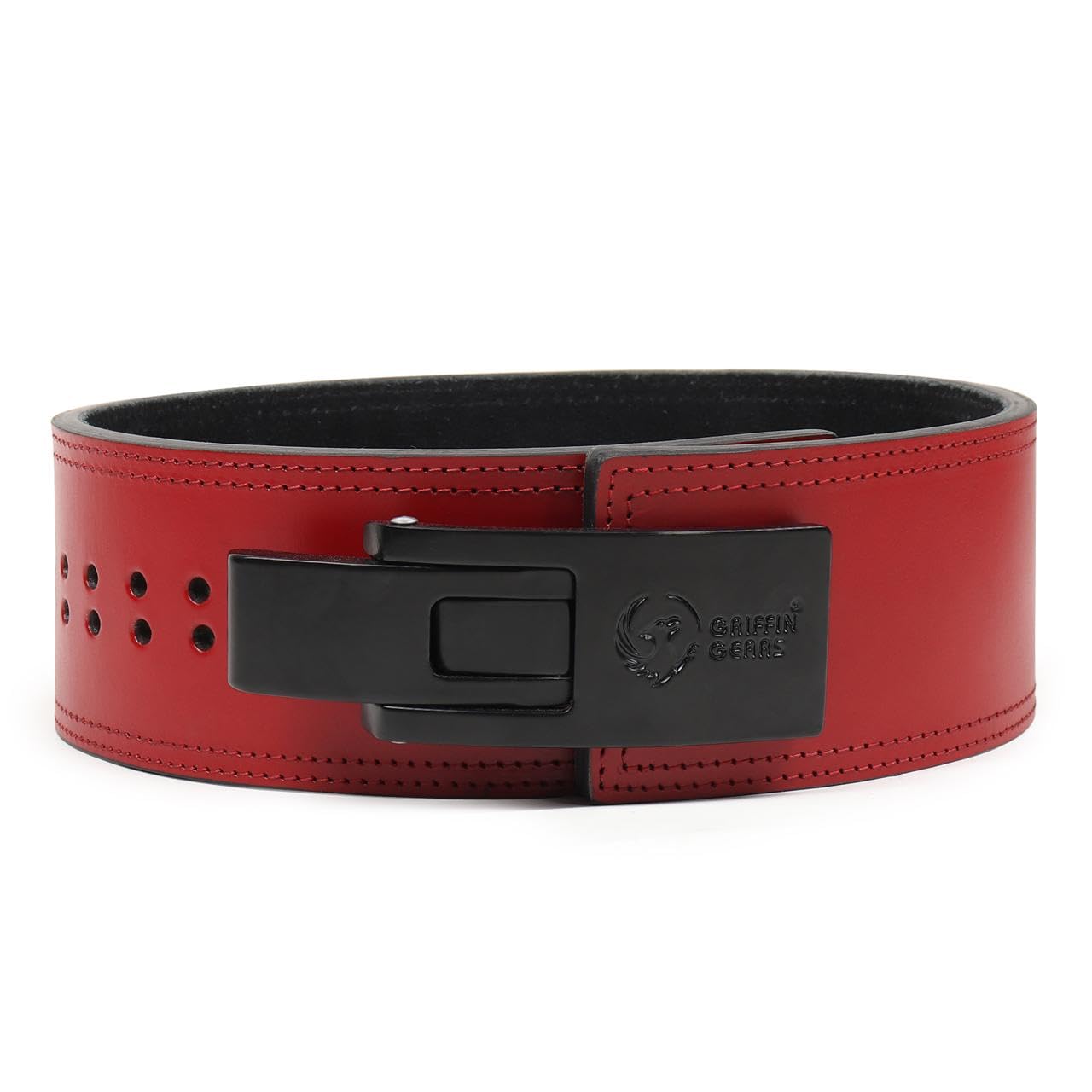 10mm Lever Powerlifting Belt – Red Belt Leather Gym Belt with Black Buckle – Men & Women– Weightlifting, Squats, Deadlifts – IPF Standard (Red, Medium)-image-39