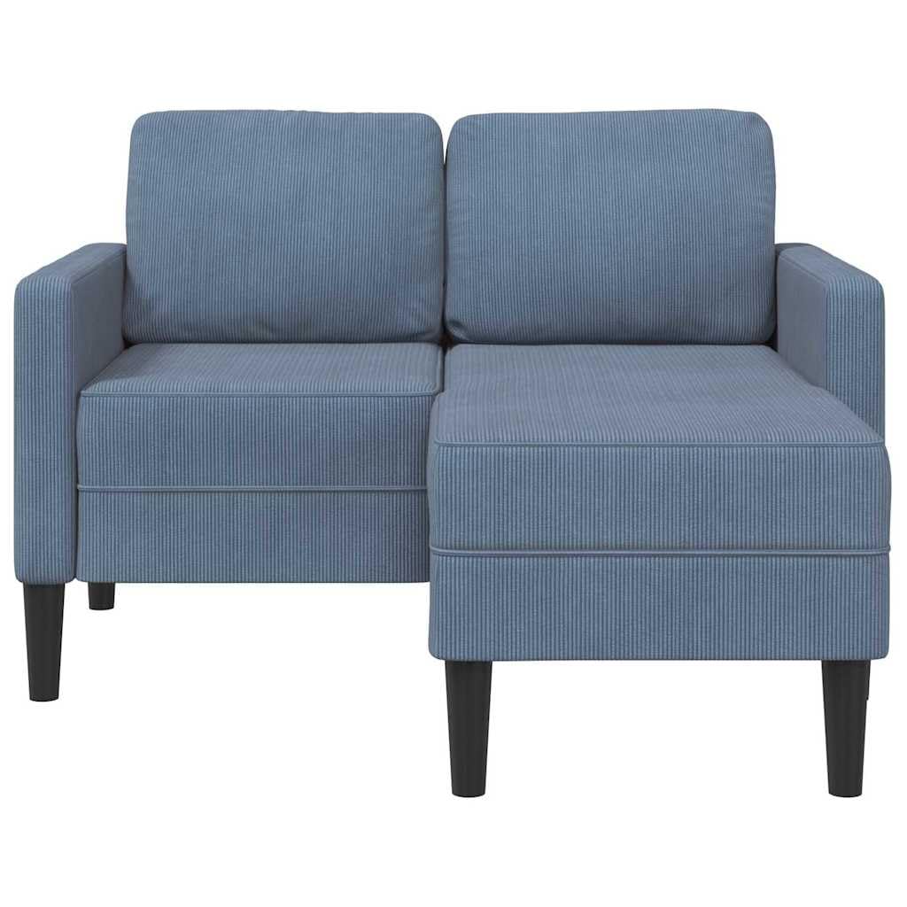 Genérico Sofá de 2 plazas con Chaise Longue Forma de L Azul 125 cm Lino,Mobiliario,Sofás,Azul,4107079
