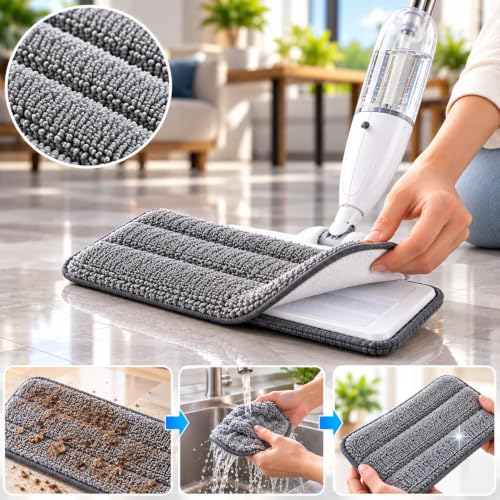 Image of Spray Mop for Floor Cleaning with 360 Degree Rotating Head, 1 Washable Microfiber Pad & Refillable Bottle | Wet & Dry Mop for Home, Kitchen, Wooden & Marble Floors (White)